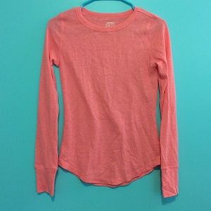 Waffle knit pink thermal sweater